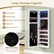Costway Wall Door Mounted Mirrored Jewelry Cabinet Organizer Storage w/LED Light White